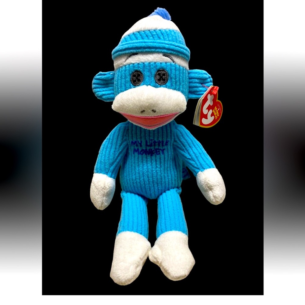 Ty Original Beanie Babies "My Little Monkey" Blue ( RETIRED ) 2012 - 9.5"